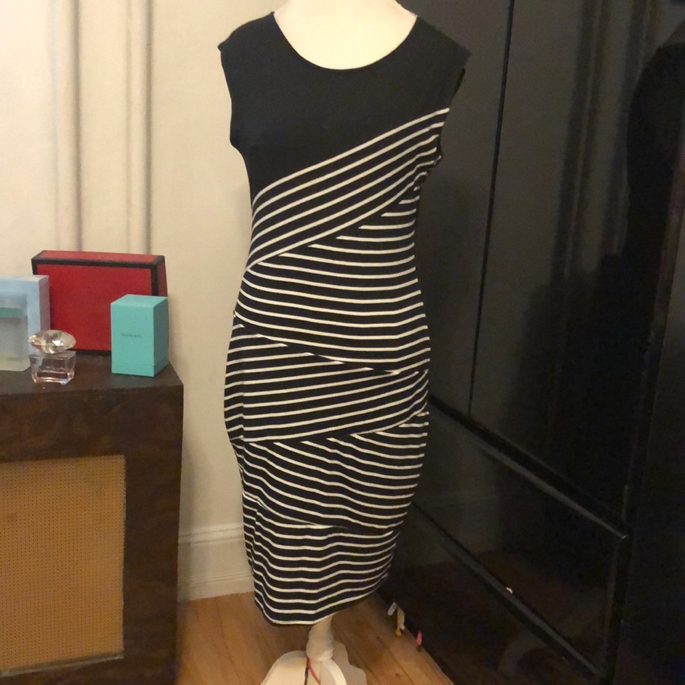 Black and white striped bodycon dress